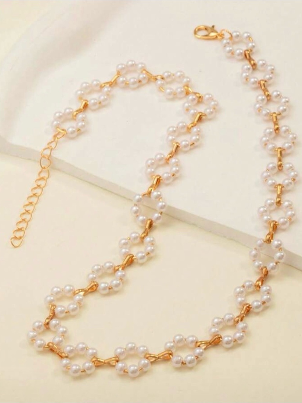 Classic White Pearl Cluster Choker Necklace - Gold Accent - Picture 5 of 6